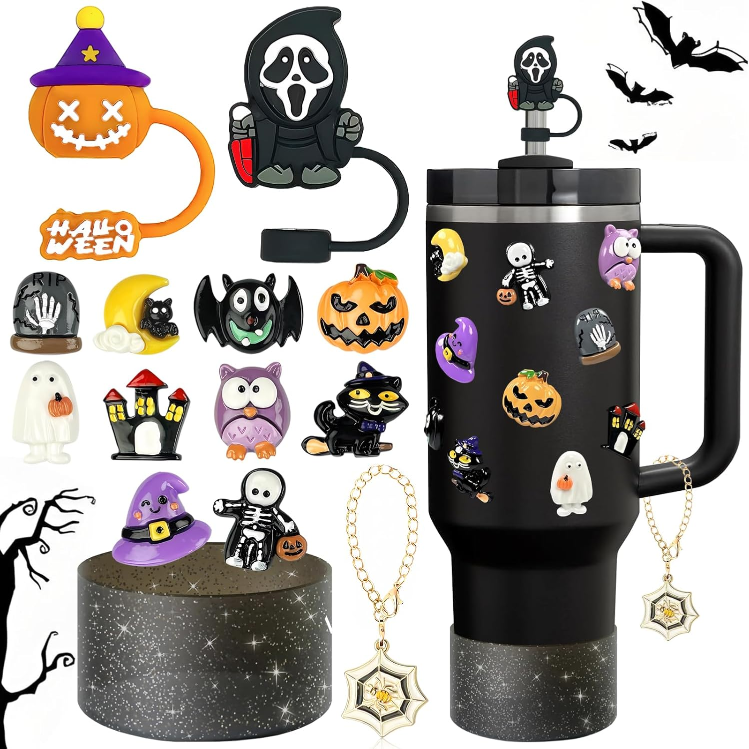Stanley Cup Accessories Set Including 2 Pcs Halloween Straw Cover Cap for 9-10 M-image