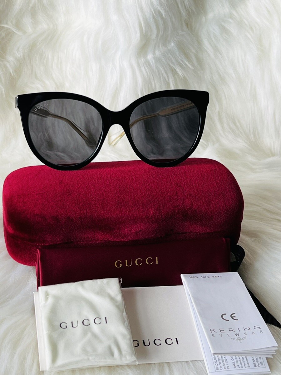 GUCCI GG0565S 001 Cat Eye Black Grey Women's Sunglasses 54