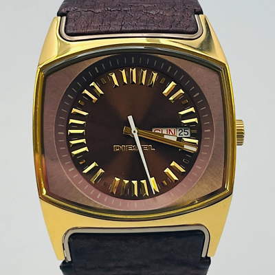 DIESEL DZ-5167 quartz analog leather day date brown dial 37.1mm 