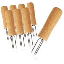 8x Mais-Gabel mit 3 Edelstahl-Zinken, rostfre...