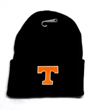 Tennessee Volunteers flat cotton logo on Black beanie  cap hat. See details