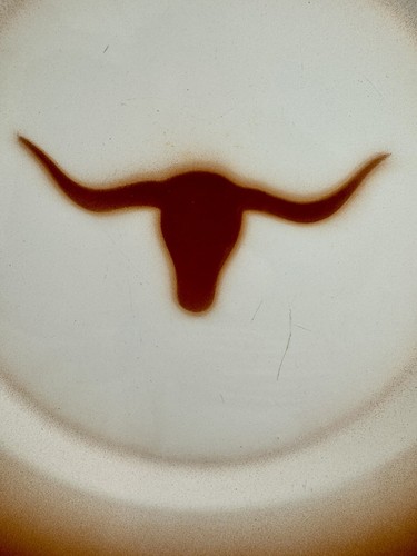 Vintage MCM Enamelware LONGHORN Plate Dinnerware Western Cowboy 12" - Picture 2 of 3