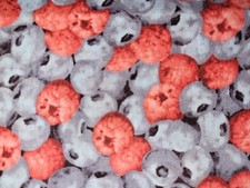 Blueberries Raspberries Berry Fruit Farmers Market Cotton Quilt JoAnn Fabric BTY