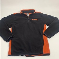 Harley-Davidson Mens Black Orange Fleece Pullover sweatshirt HD Biker Logo Sz M