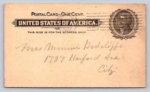 1897 UX14 ANTIQUE Postal Card BURIAL SOCIETY of the CHURCH REDEEMER Baltimore MD