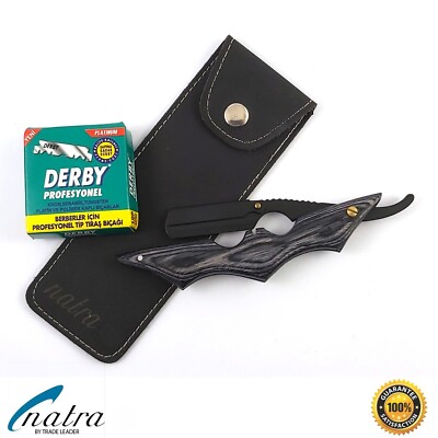 Rasiermesser + 100 DERBY Professional Rasierklingen +Etui Rasierer Rasur Razor