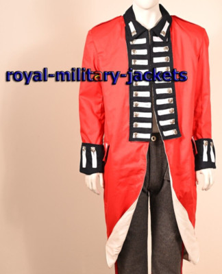 New men's wool British redcoat uniform jacket 1770s