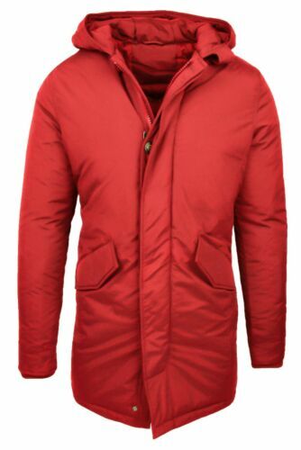 Ciabalù Parka Uomo in Cotone Giubbotto Lungo con Cappuccio Removibile Tinta Unita Slim Fit (XL, Blu