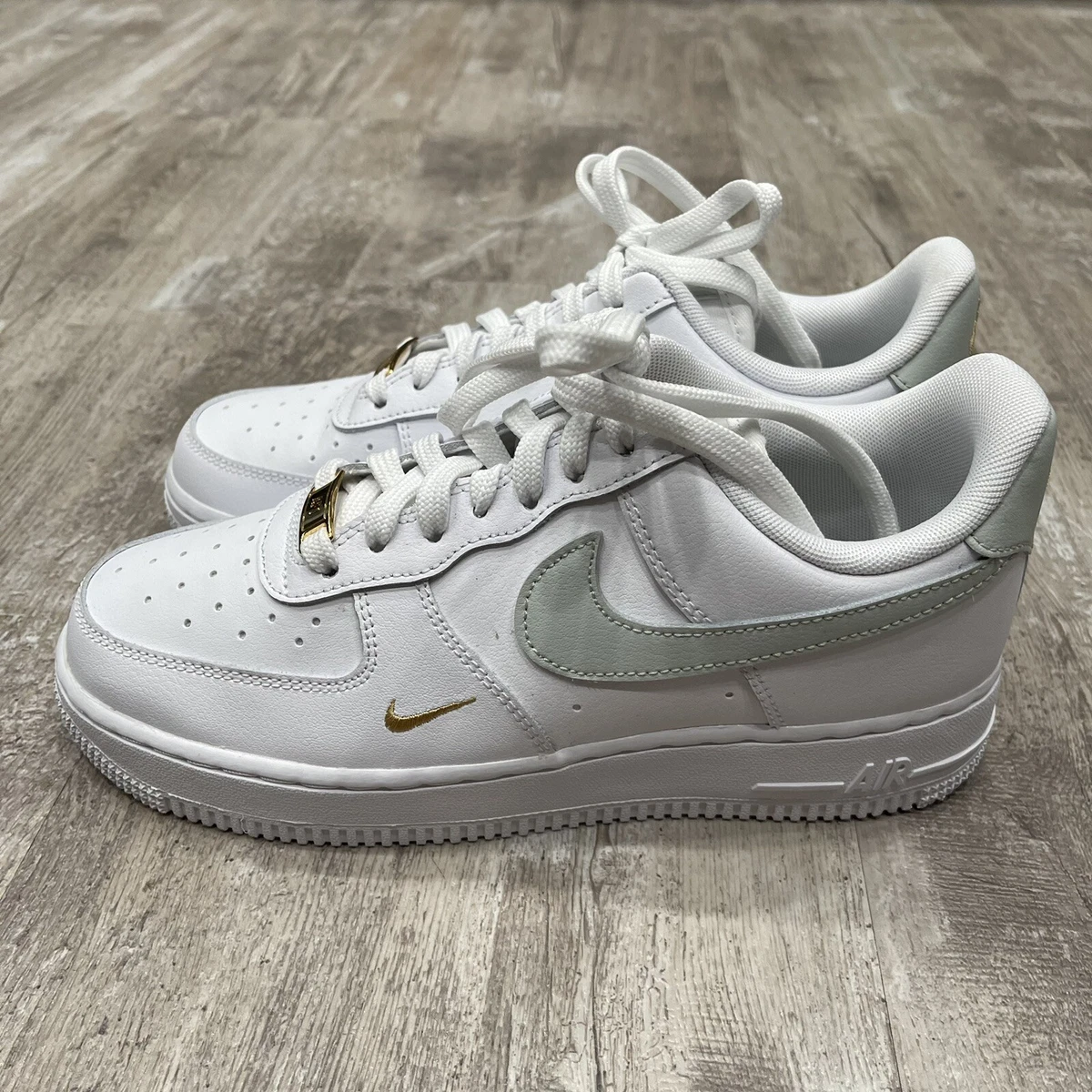 Nike Air Force 1 Women White Grey Gold Sz 8 eBay