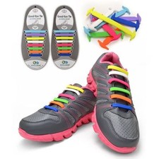 16pcs Silicone No-Tie Elastic Shoelaces T-Shaped Lazy Laces For Kids Sneakers