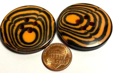 2 Large Glossy Black Melon Plastic Sew-through 4-hole Buttons 38mm 1 1/2" 13823