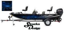 Grunge Gray Abstract Pinwheel Blue Pattern Bass Boat Decal Wrap USA Vinyl