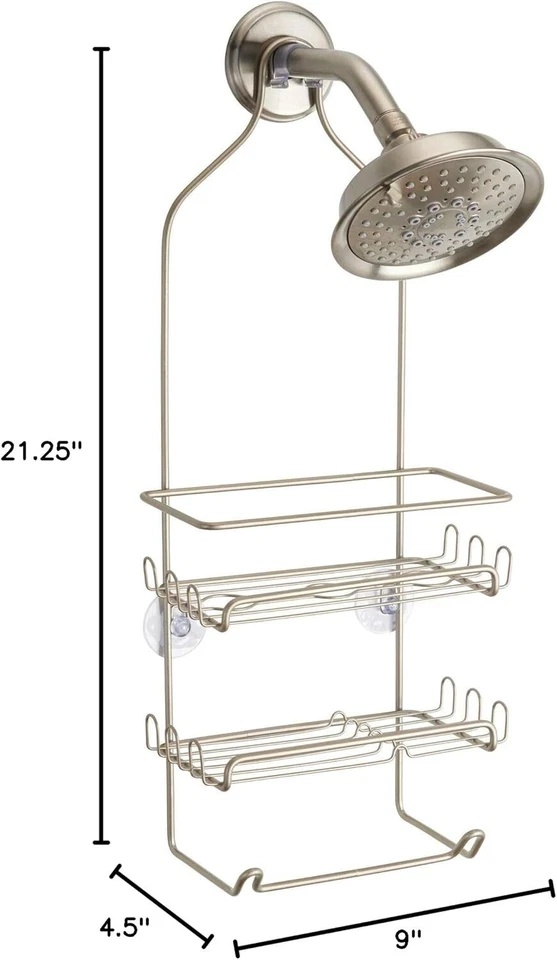Shower Caddy 21-1/4" H x 4-1/2" W x 9" L Satin Silver, Design 58694 Milo (2-PK) - Image 2 of 4