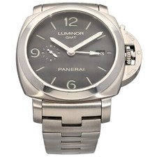 Panerai Luminor GMT OP 6755 Steel Watch 44mm Case Black Dial With 17.5cm Strap