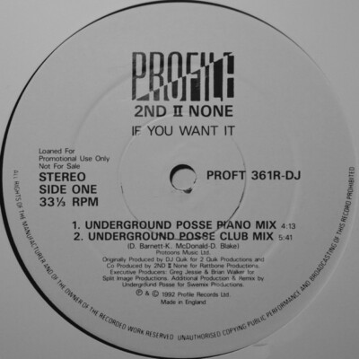 2nd II None - If You Want It (Remixes) Vinyl 12'' 0719515
