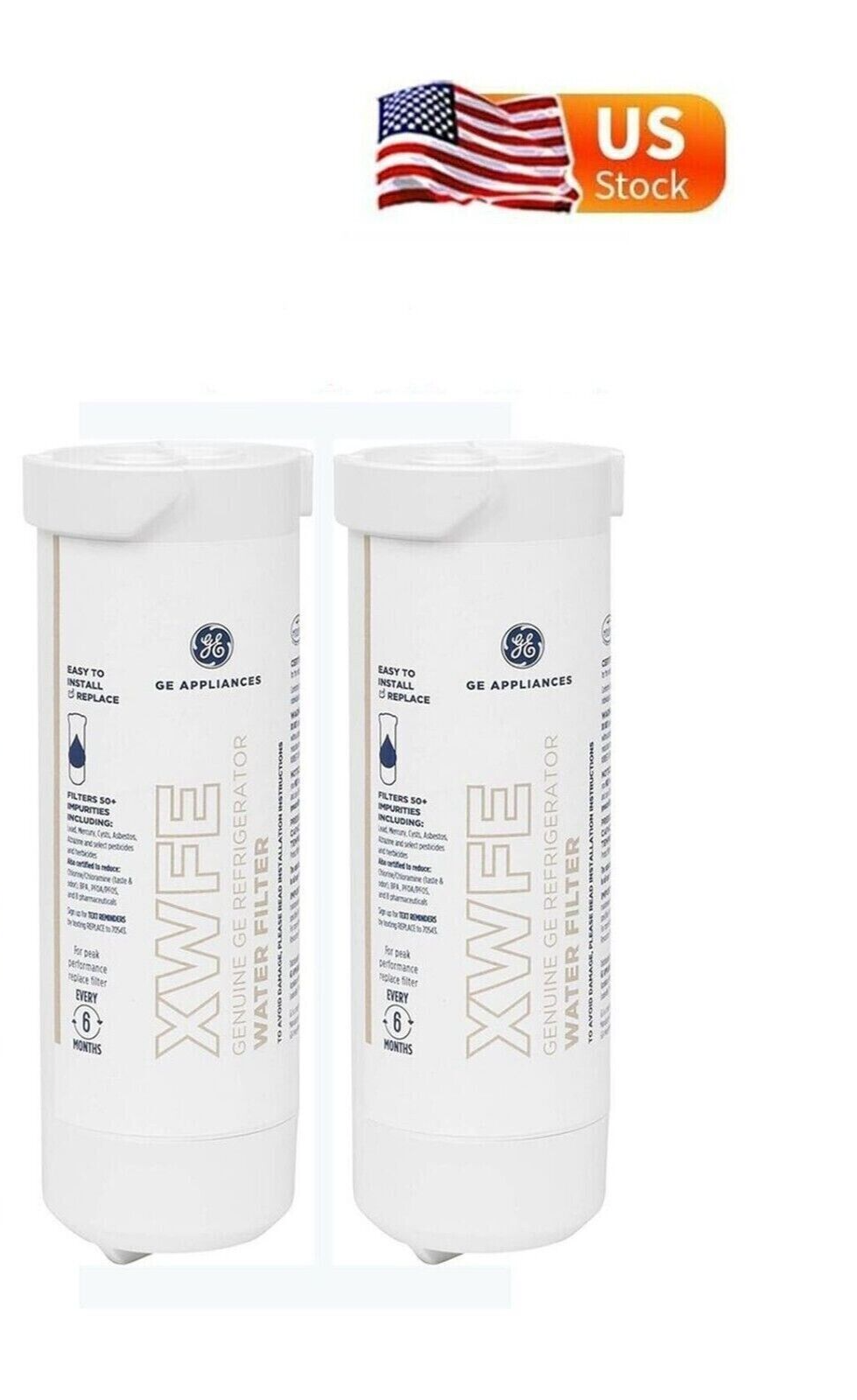 2 Genuine GE XWFE (XWF)Refrigerator Filters (With Chip) 2 pack free