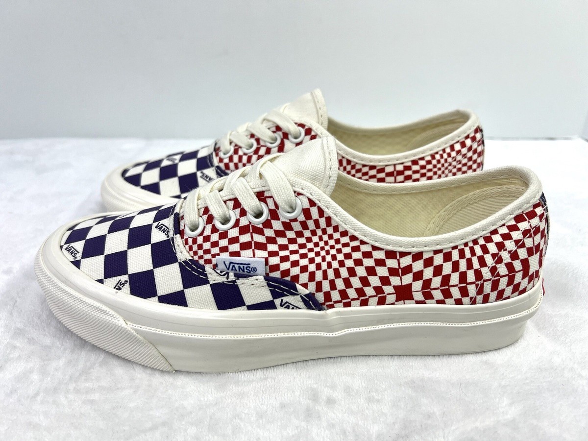 国内配送 VANS VAULT OG ERA LX CHECKERBOARD LOGO /BLUSH Vans OG AUTHENTIC LX Logo Blue Red Trippy Checkerboard