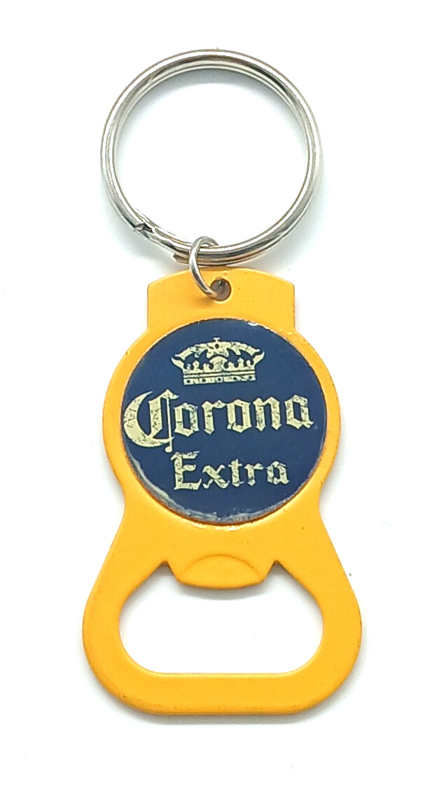 Vintage Corona Extra Beer Yellow Bottle Opener Keyring Keychain
