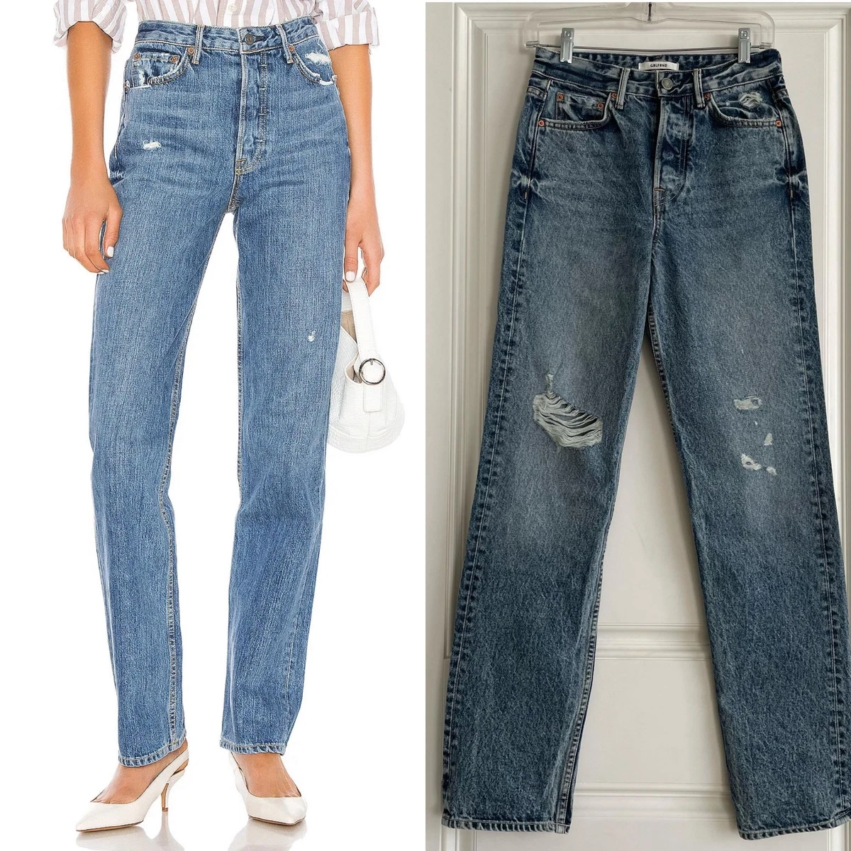 Women s GRLFRND Mica Medium Washed High Rise Straight Leg Jeans 24