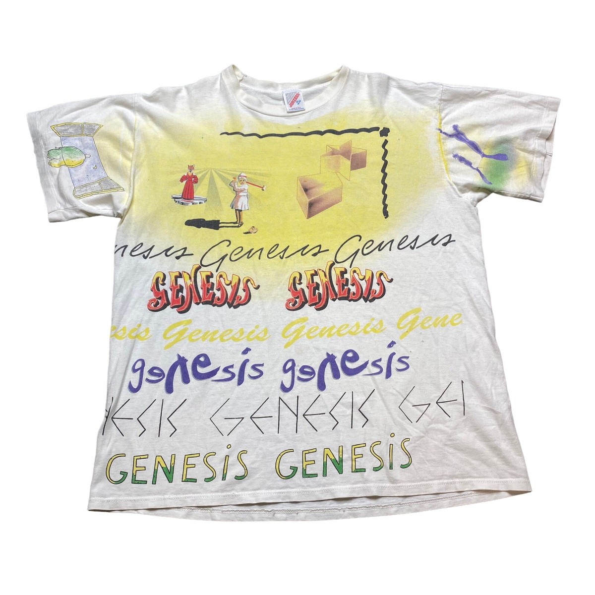genesis tour 1992 Tシャツ Vintage 1992 GENESIS GENESIS TOUR T-SHIRT RARE 90s AOP ADULT