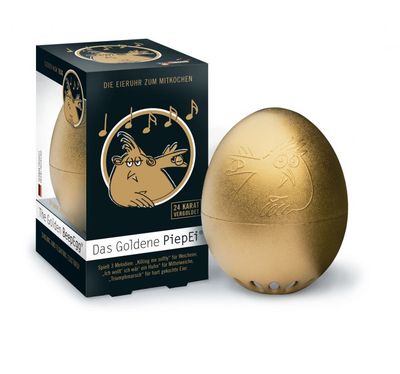 Eieruhr PiepEi Gold 24 Karat 3 Härtegrade mit 3 Melodien Brainstream