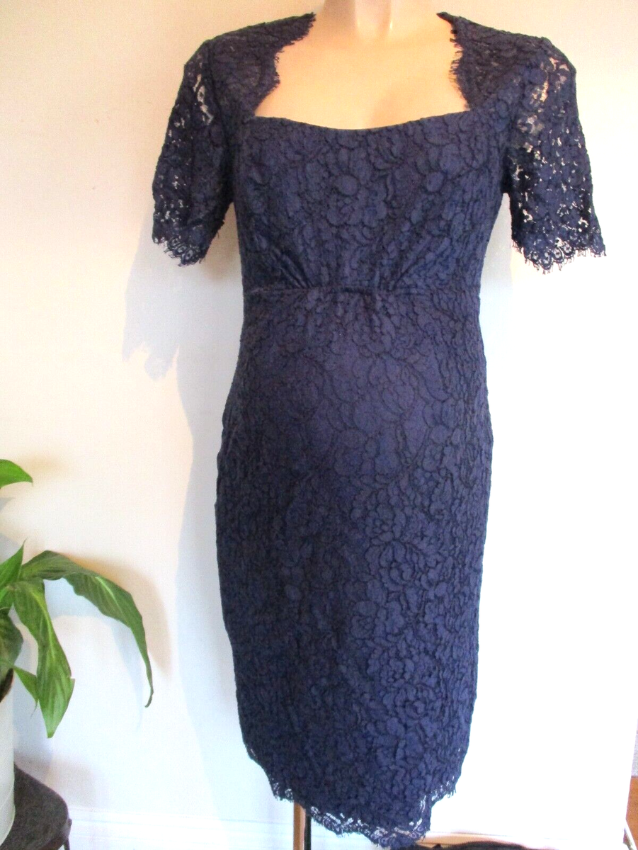 SERAPHINE LUXE MATERNITY NAVY OPEN BACK LACE OCCASION PARTY DRESS