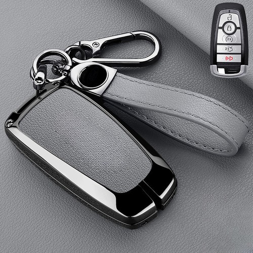 Zinc Alloy Leather Car Key Case Cover For Ford Edge Fusion Explorer F-150 F-450 - Picture 8 of 21