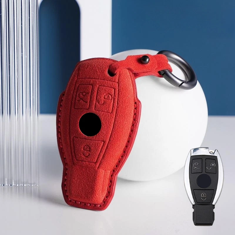 Suede Leather Car Key Fob Case Cover For Mercedes Benz A B C E S G SL SLK Viano — 第 4/4 张图片