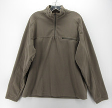LL Bean Sweater Men Medium Brown Jacket Fleece 1/4 Zip Pullover Outdoor Pocket 