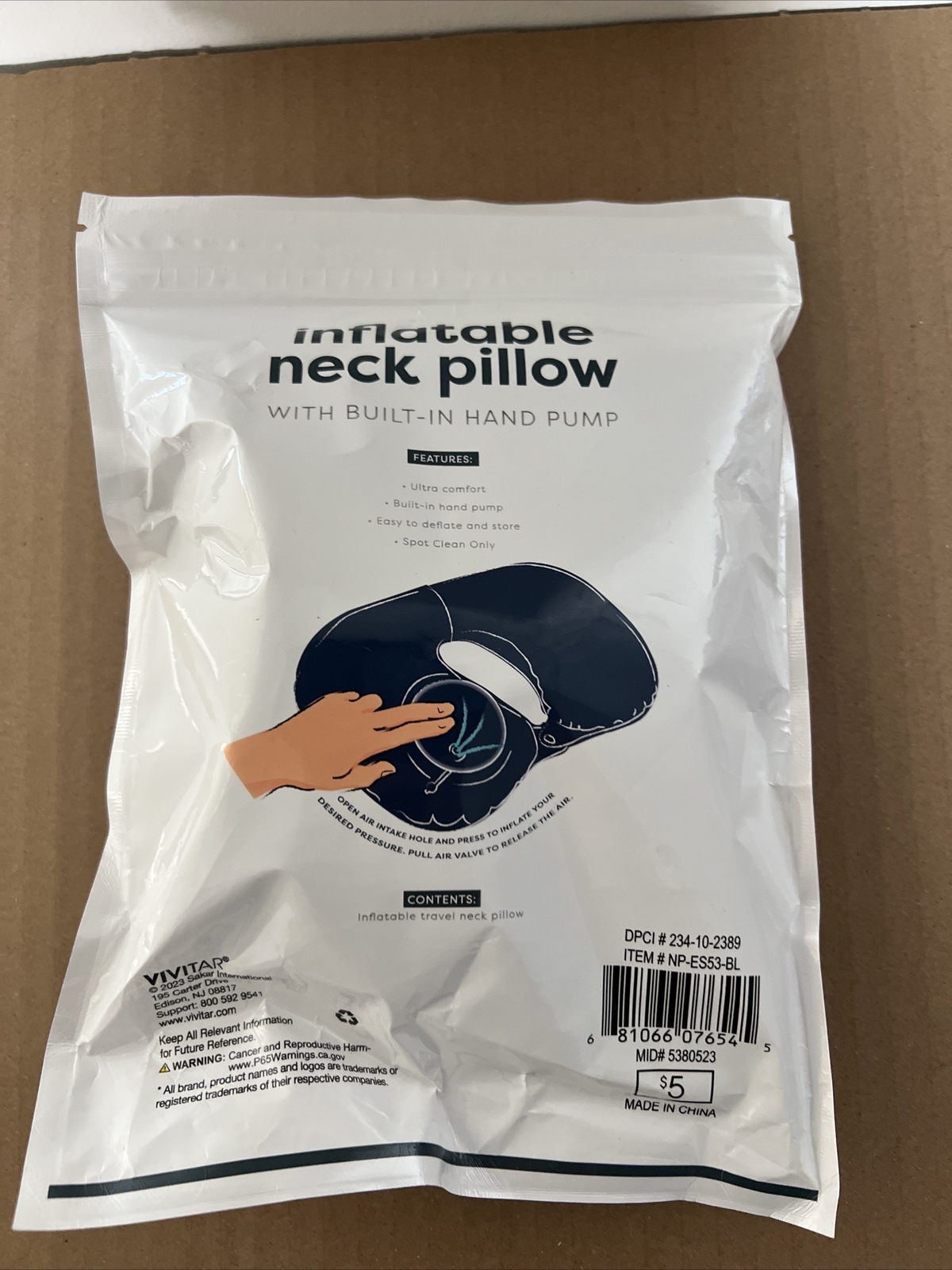 Inflatable Travel Neck Pillow Set for Airplane Comfort  -image