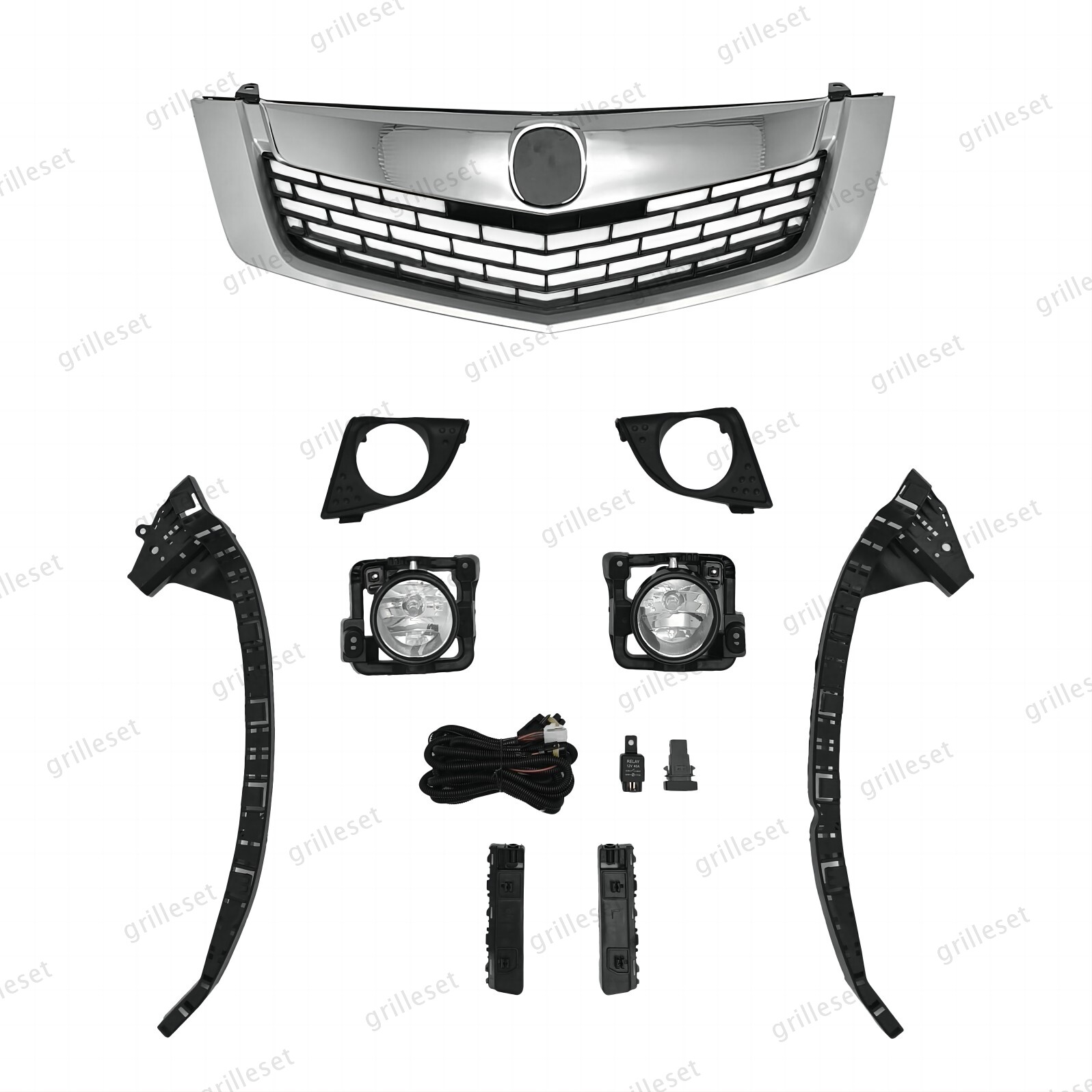 For Acura TSX 2009-2010 Complete 9PC Grille with Fog Lights and Bumper Brackets