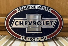 Chevrolet Genuine Parts Metal Sign Detroit Garage Tools Vintage Style Wall Decor