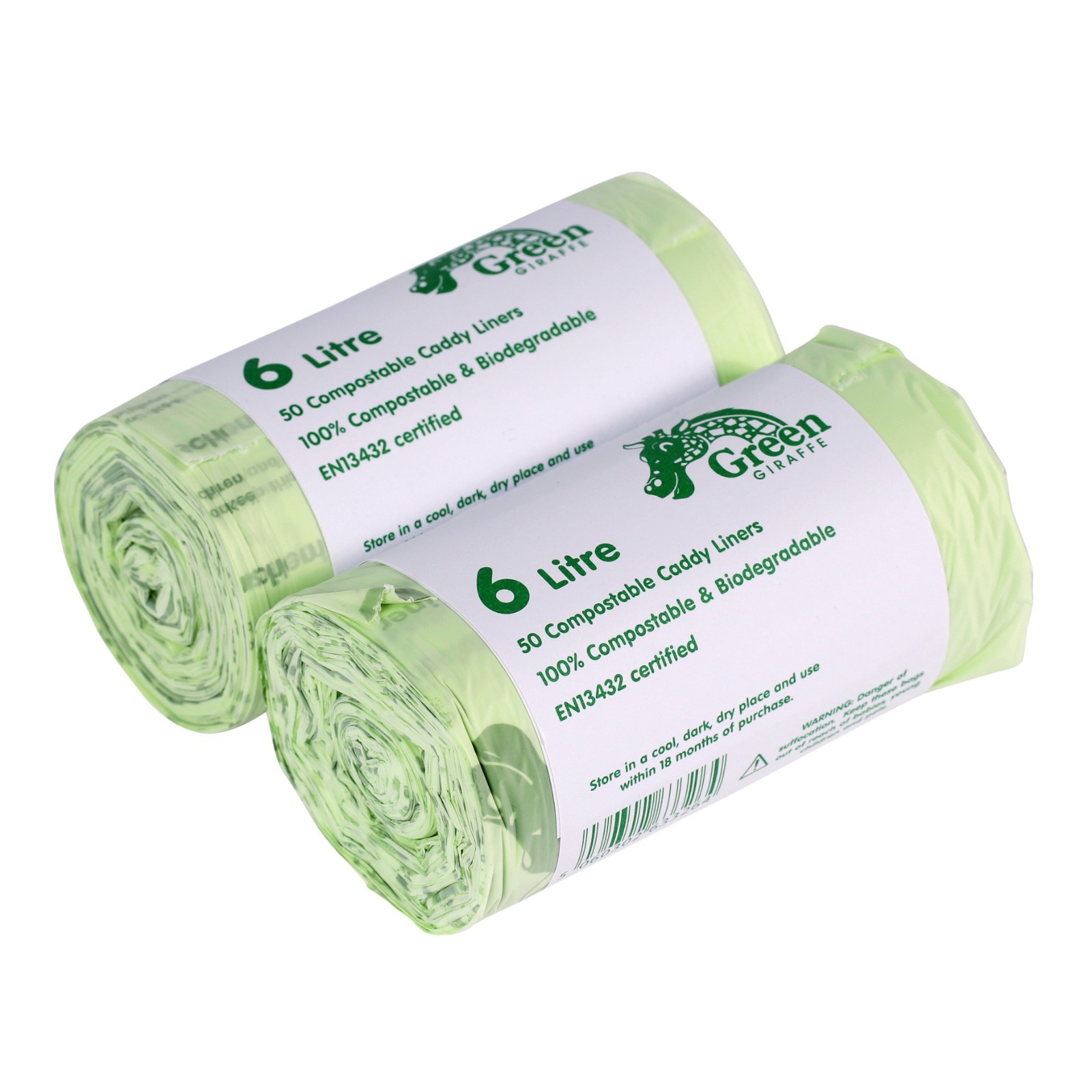 100x 6 Litre Compostable Caddy Liners for Food Waste/Caddy Bags - 6L