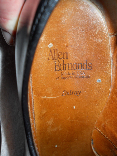 Vintage Allen Edmonds Men's Black Leather Split Toe "Delray" Oxfords Size 8.5D - Picture 9 of 11