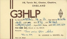 OLD VINTAGE G3HLP CHESTER CHESHIRE ENGLAND AMATEUR RADIO QSL CARD