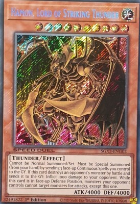 Yugioh SGX3-ENG02 Hamon, Lord of Striking Thunder 1 Edition Secret Rare NM