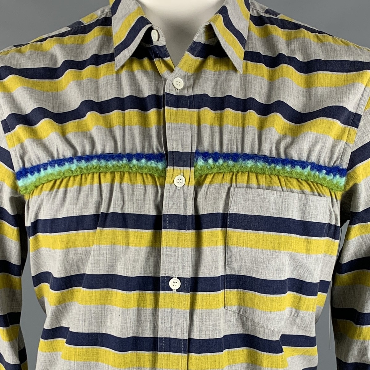 COMME des GARCONS HOMME PLUS Size L Grey Multi-Color Stripe Long