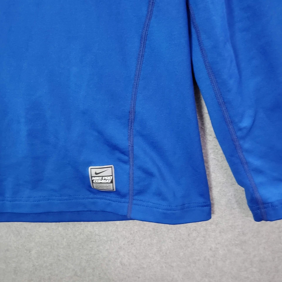 Nike Pro Combat Hombres Ropa Activa Camisa XL Azul Logo Dri Fit Manga Larga LEER Foto 2 de 4
