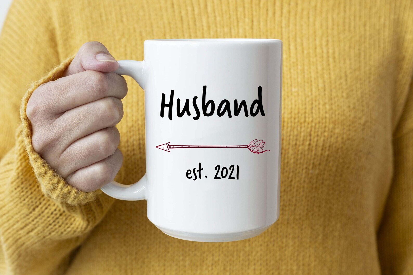Husband Est 2021 Mug New Husband Arrow Coffee Mug Mug & Coaster Set Coffee M