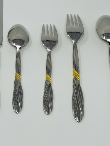 Cipullo for Mikasa Flatware Corda D'oro 5 Piece Set Silver Gold Japan - Picture 6 of 10