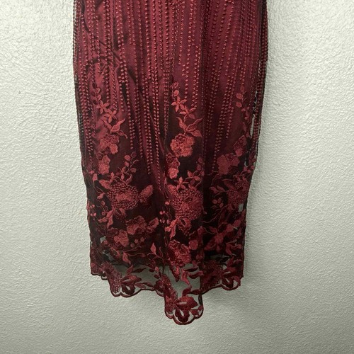 Lulus Dress XSmall Womens Burgundy Lace Black Cocktail Dressy Flutter Sleeve - Picture 2 of 9