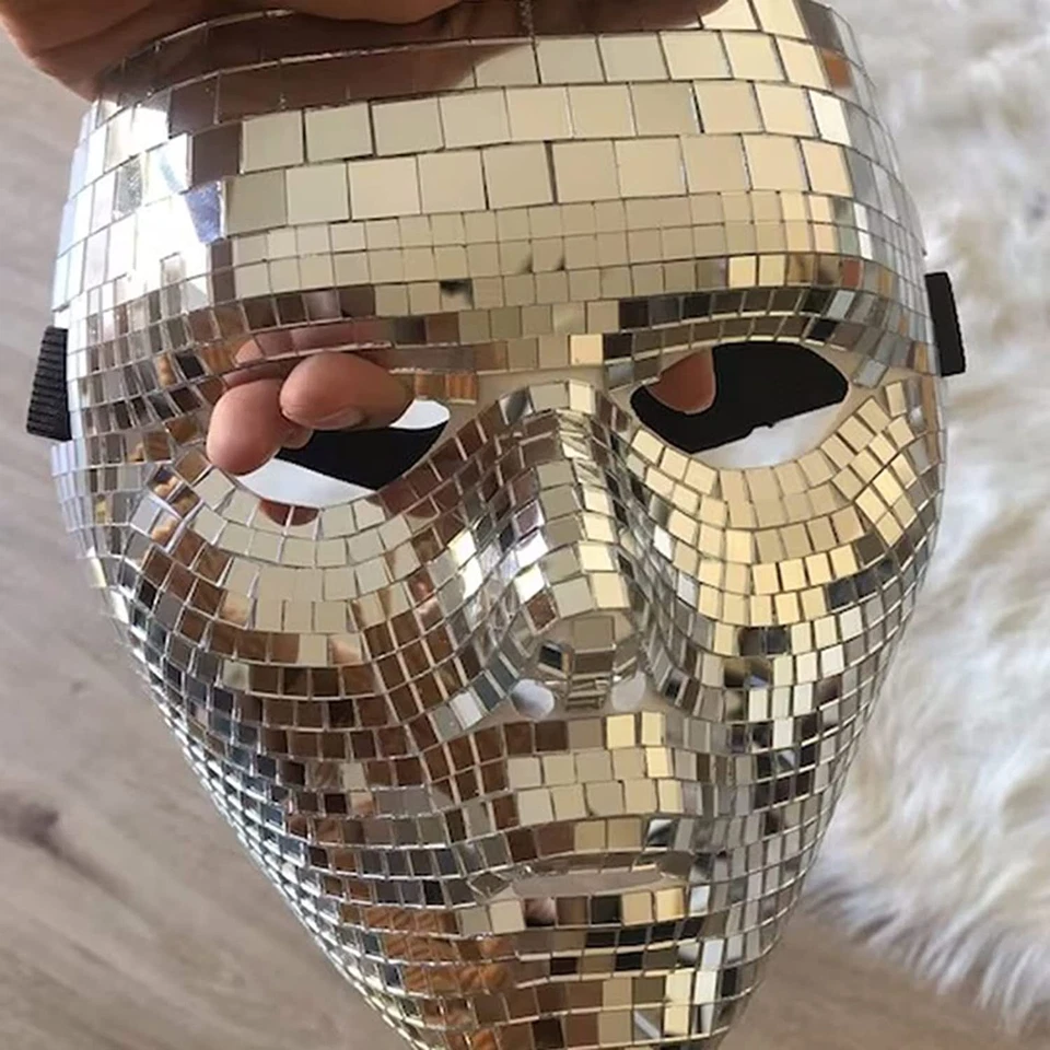Disco Ball Brillo Máscara Facial Halloween Juegos con disfraces Fiesta Máscara para DJ Escenario Bar Fiesta Foto 4 de 4