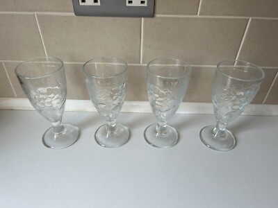 Französische Luminarc 4er Set Weinkelch mit Obstmuster Dessertgläser Vintage