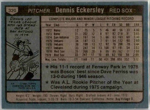 Dennis Eckersley HOF Cleveland Indians Chicago Cubs Oakland Athletics 57 Av. - Picture 30 of 40