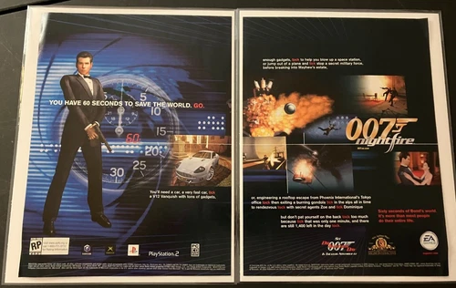 James Bond 007: Nightfire - Vintage Original 2-Page Gaming Print Ad / Wall Art