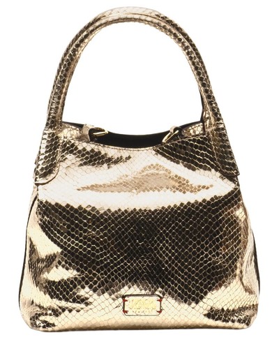 Frances Valentine Teeny Sweet Pea Metallic Snake-Embossed Leather Tote Women's