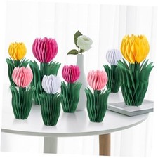 8 PCS Flower Honeycomb Decor Tulips Table Centerpieces Spring Hot Pink Orange