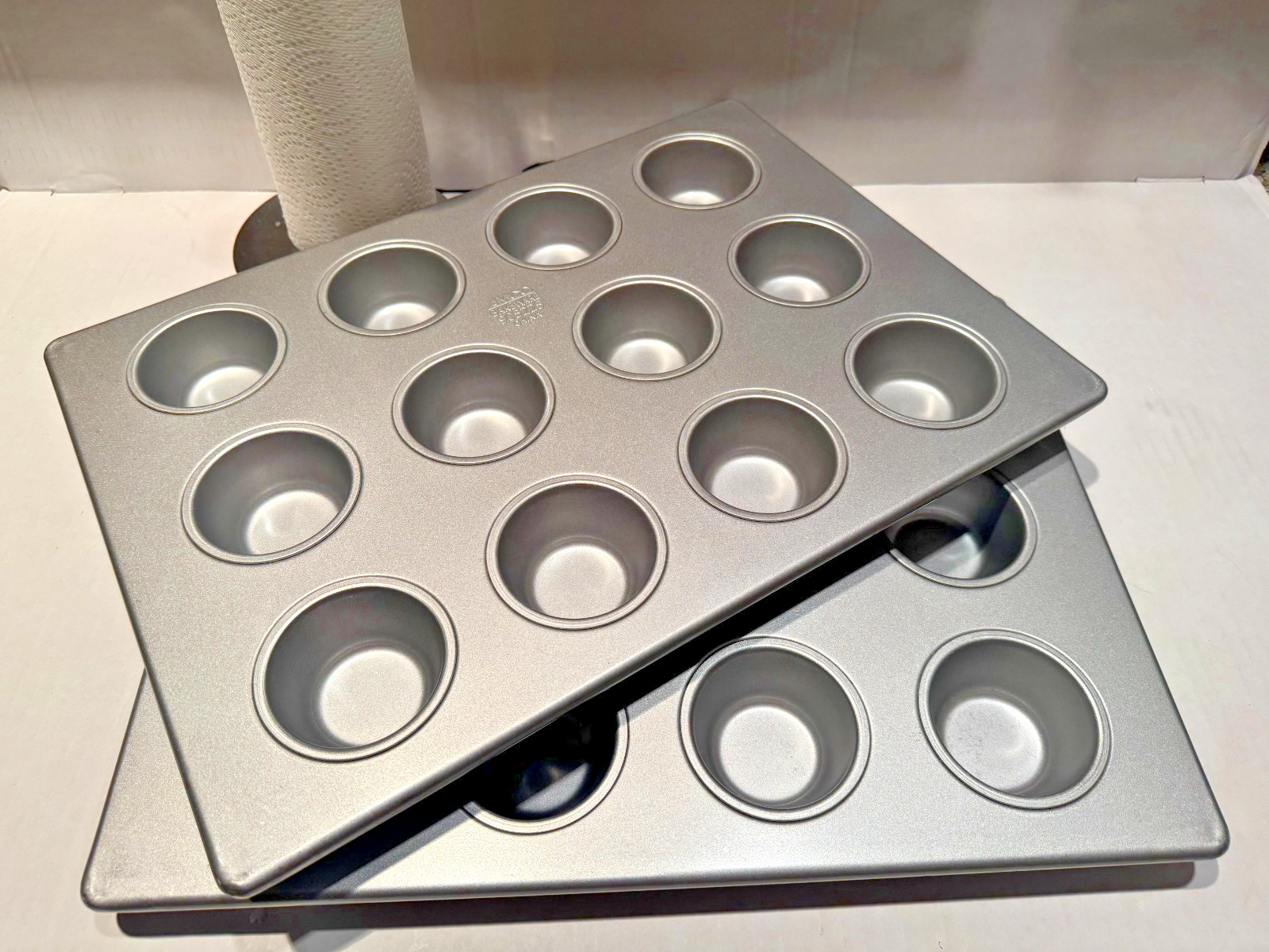 AMCO 905225 Commercial 12 Cup Muffin Cupcake Pans 18 x 13 Set of 2