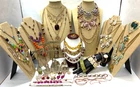 4 Lbs Vintage Now Gold Tone Rhinestone Jewelry Lot TRIFARI MONET CORO AVON + #23