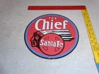 VINTAGE NEW OLD STOCK SANTA FE RAILROAD INDIAN PORCELAIN METAL GASOLINE OIL SIGN